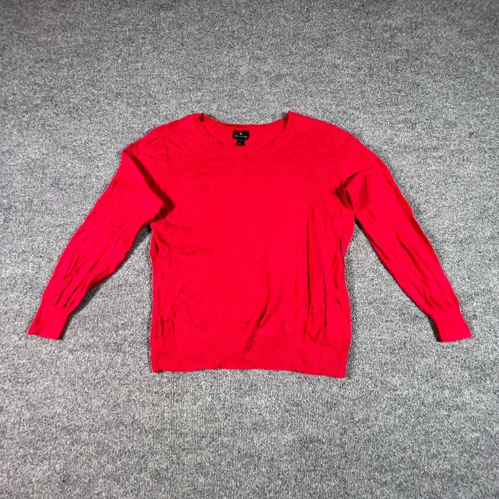 Worthington Sweater Women's L Red Cotton Knit Holiday Preppy Academia Winter
